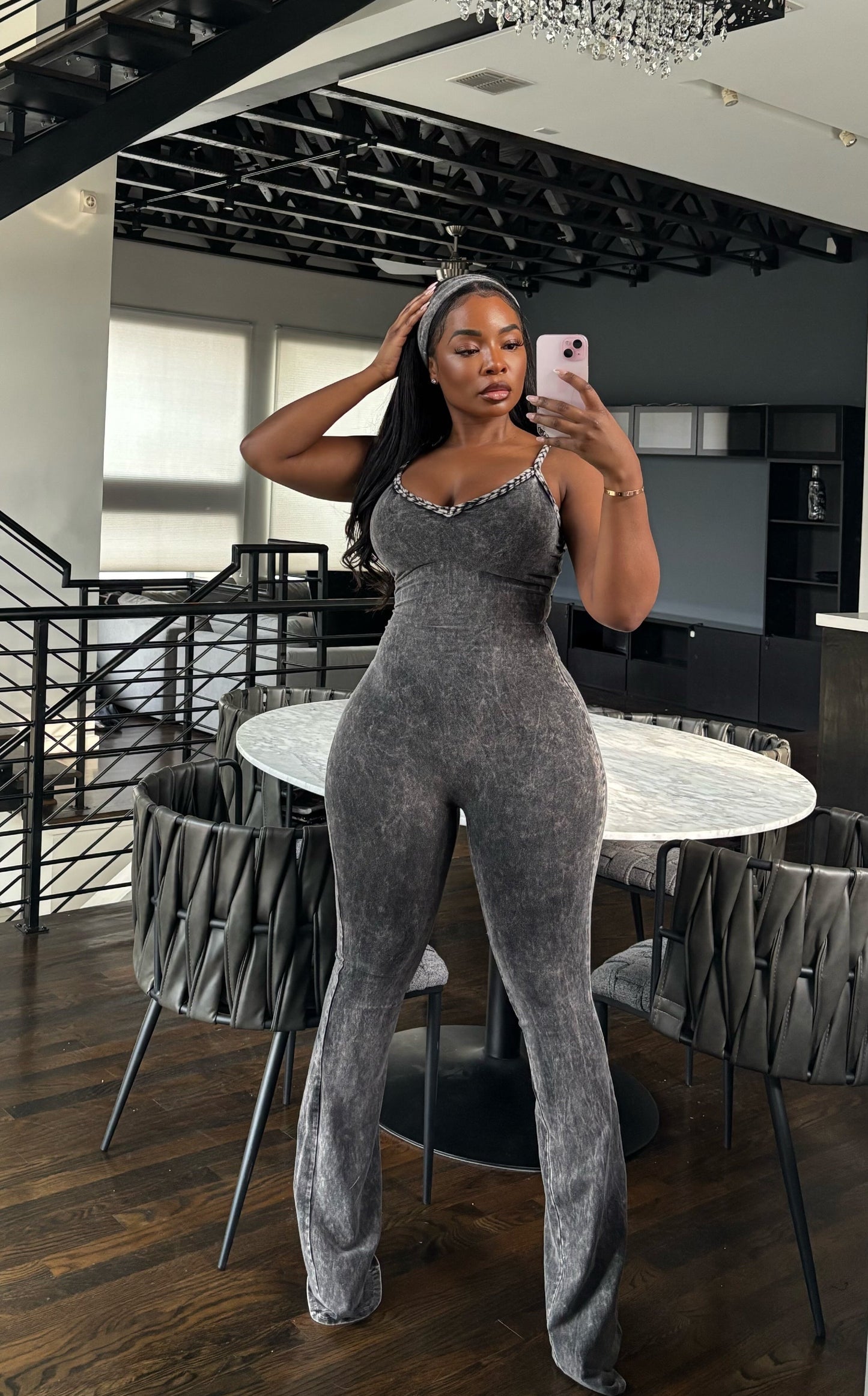 Charcoal Jumpsuit Headband Set