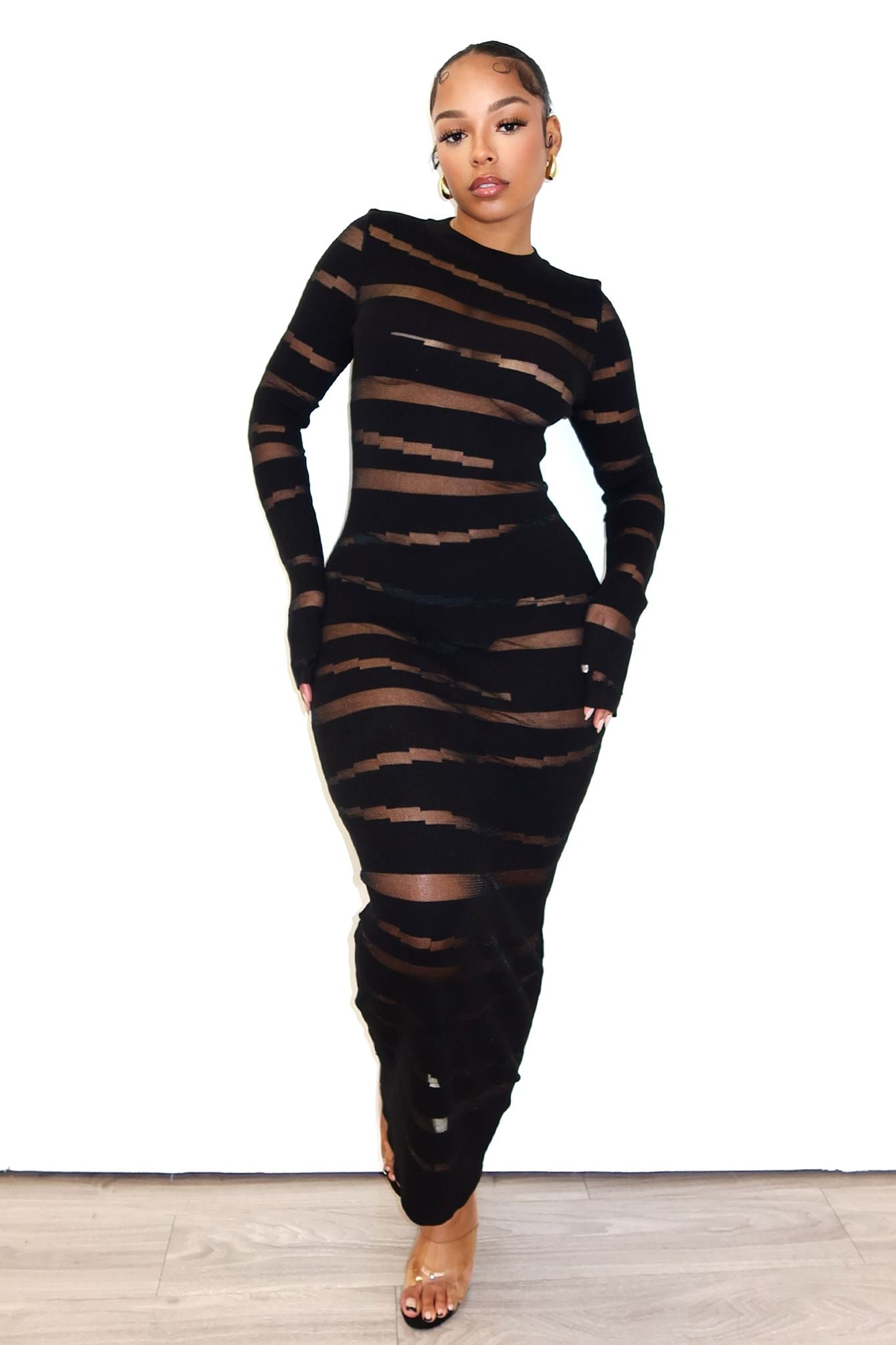 Onyx Sky Mesh Knit Contrast Dress Dress EDGE