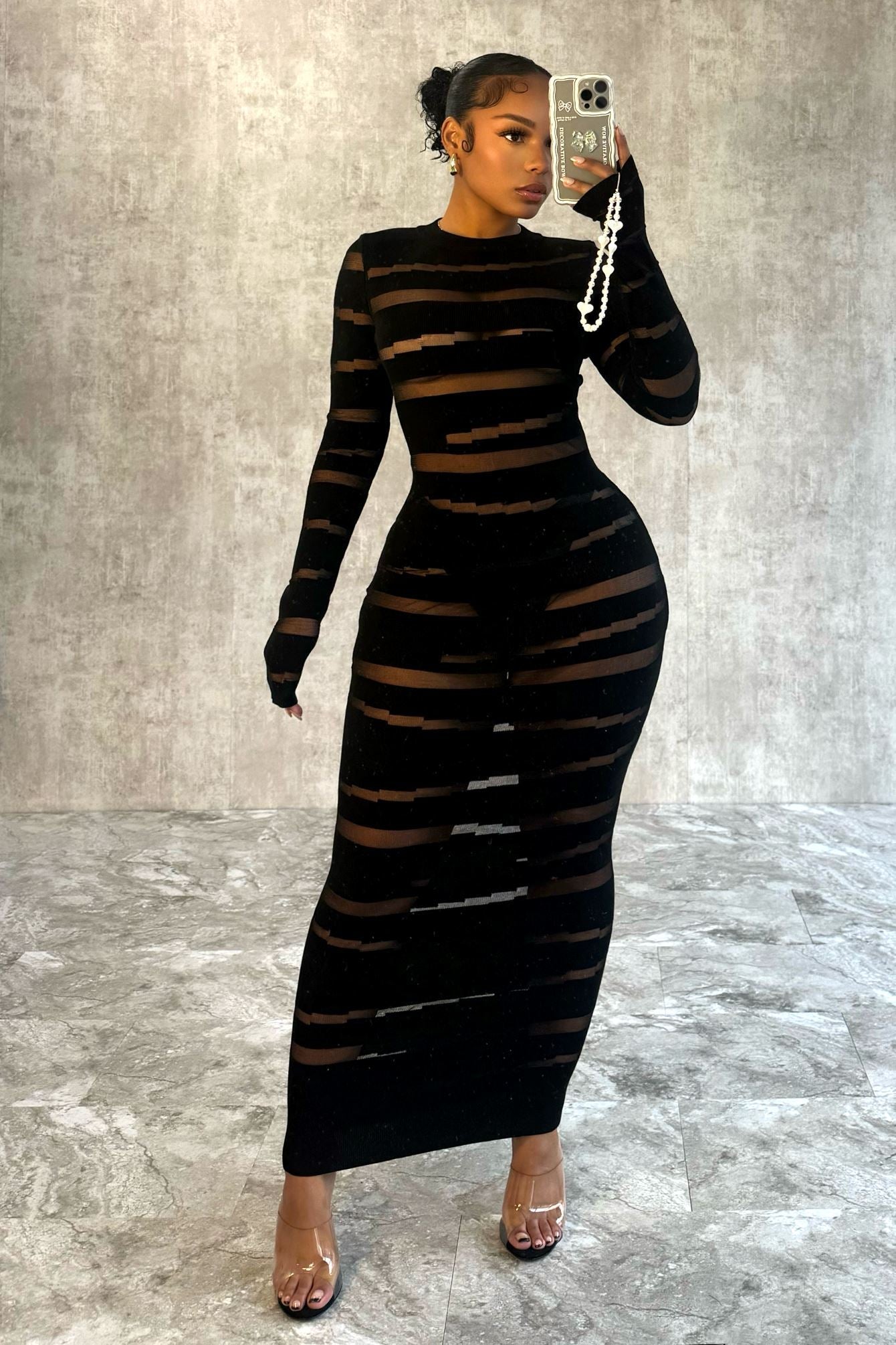 Onyx Sky Mesh Knit Contrast Dress Dress EDGE