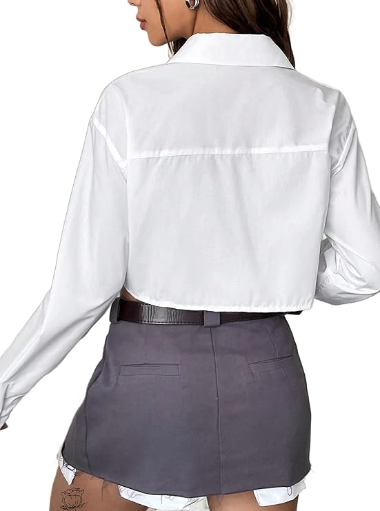 Asymmetric Cropped Shirt With Exposed Navel