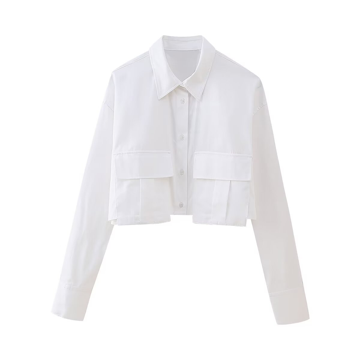 Asymmetric Cropped Shirt With Exposed Navel
