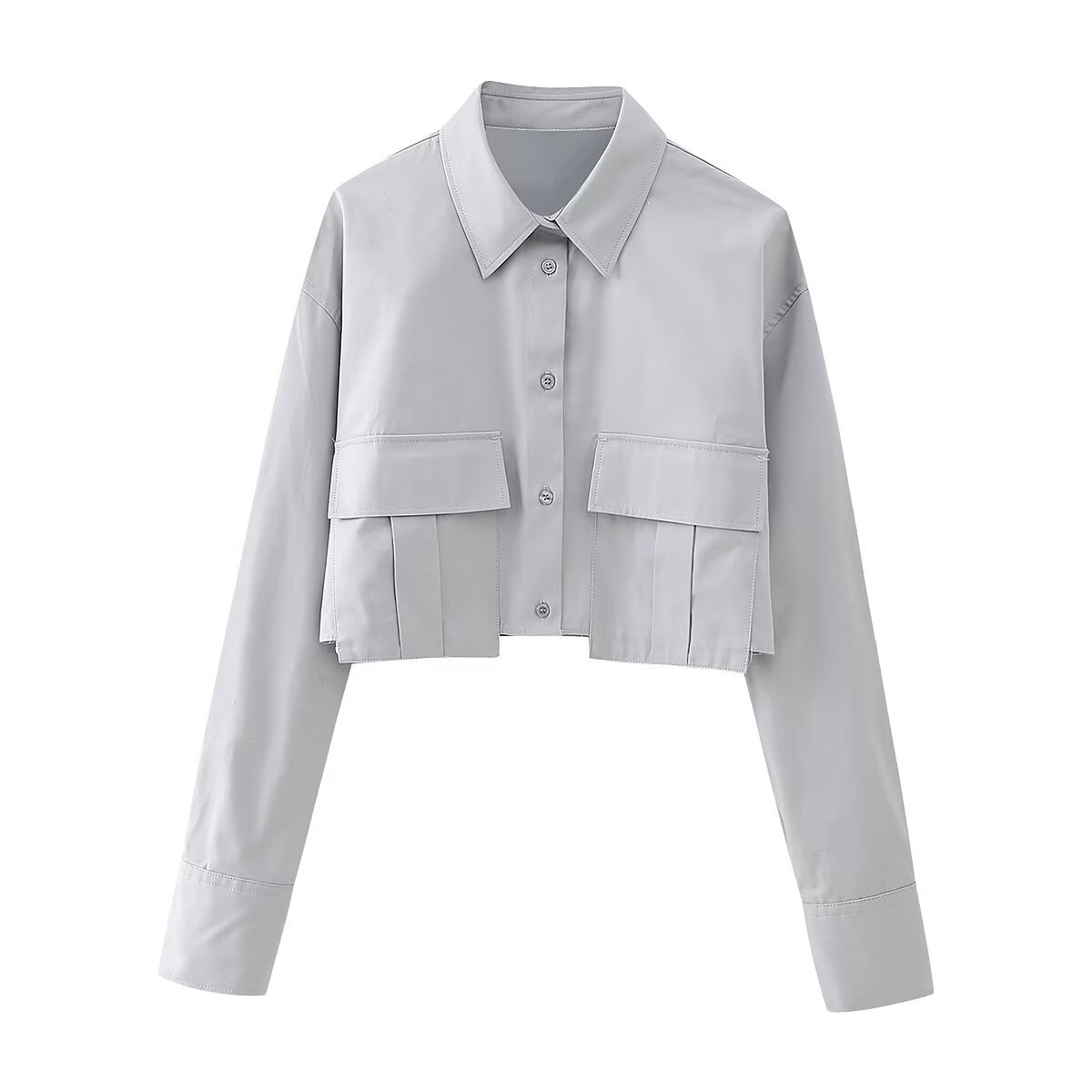 Asymmetric Cropped Shirt With Exposed Navel