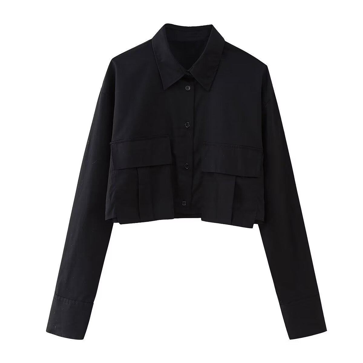 Asymmetric Cropped Shirt With Exposed Navel