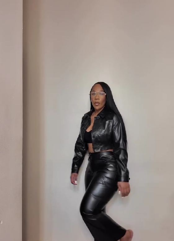 Leather Top & Cargo Pants Set