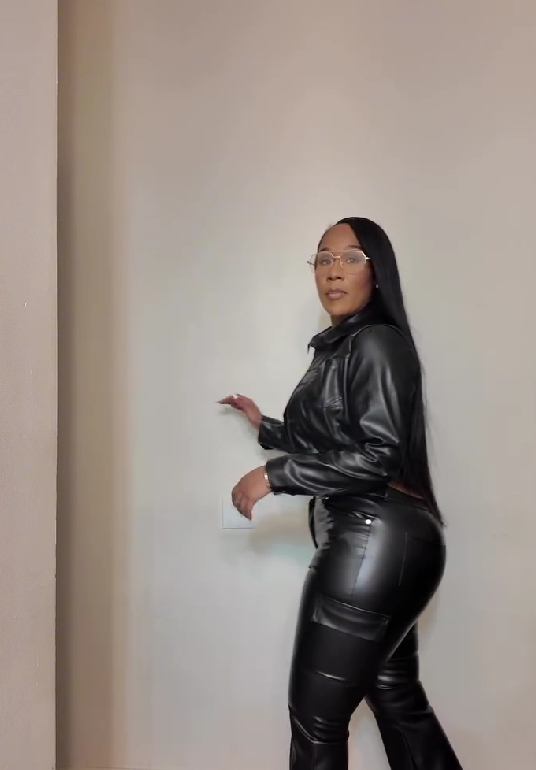 Leather Top & Cargo Pants Set