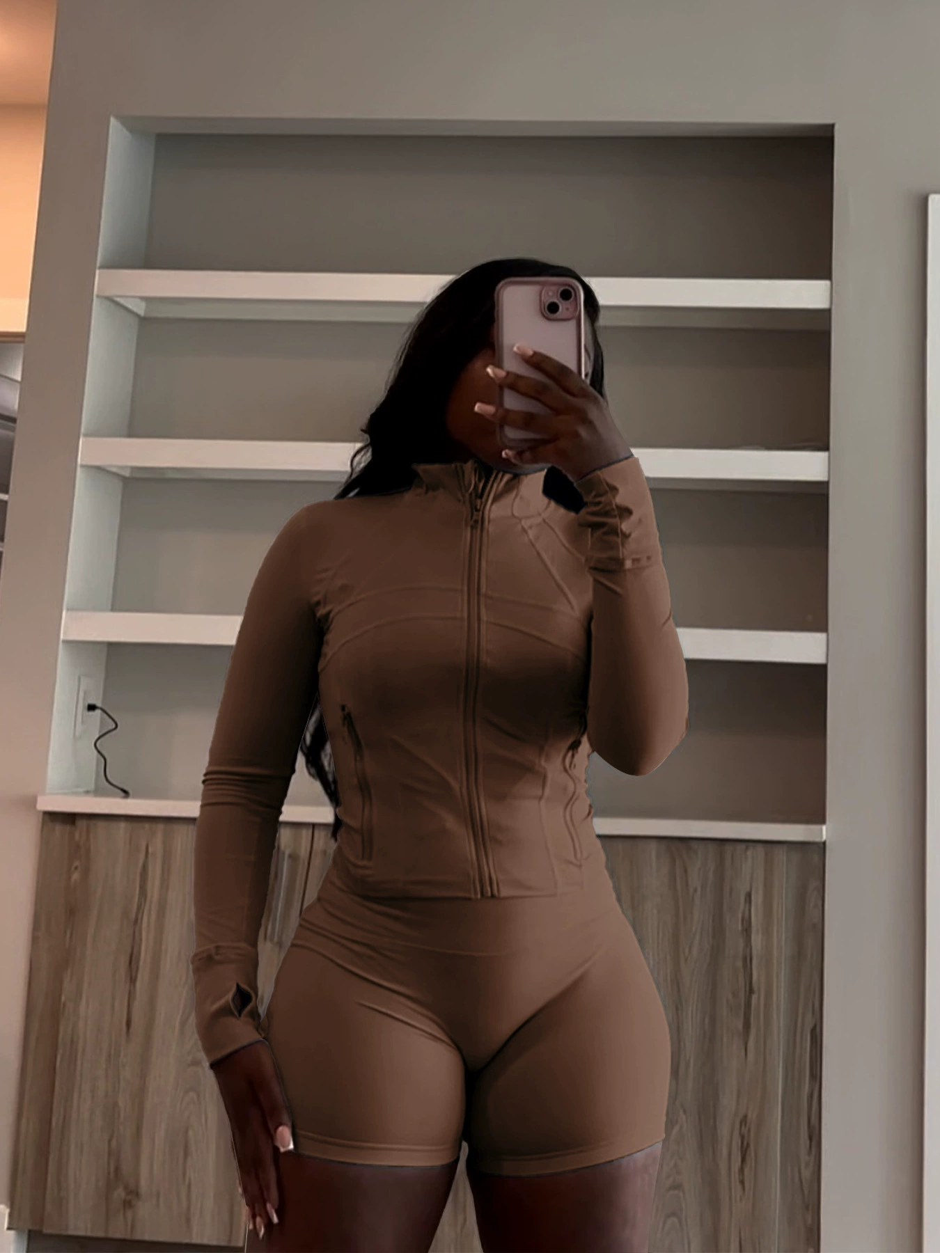 Casual Sexy Tight Long-Sleeve Shorts Two-Piece Suit