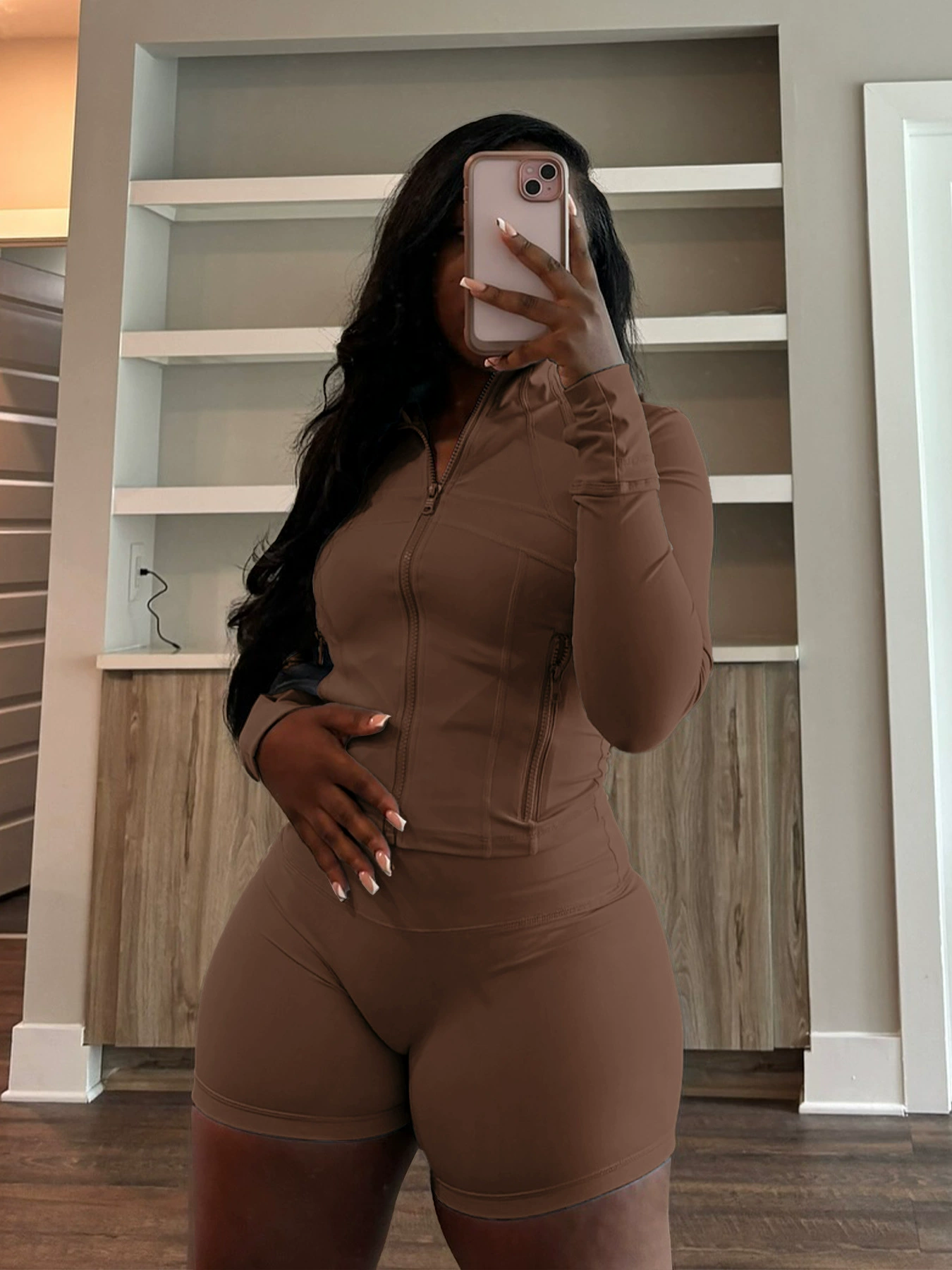 Casual Sexy Tight Long-Sleeve Shorts Two-Piece Suit