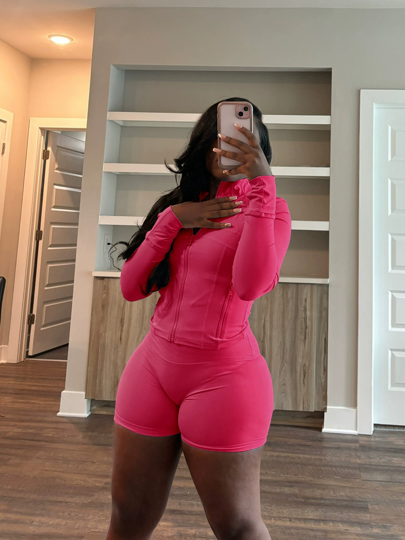 Casual Sexy Tight Long-Sleeve Shorts Two-Piece Suit