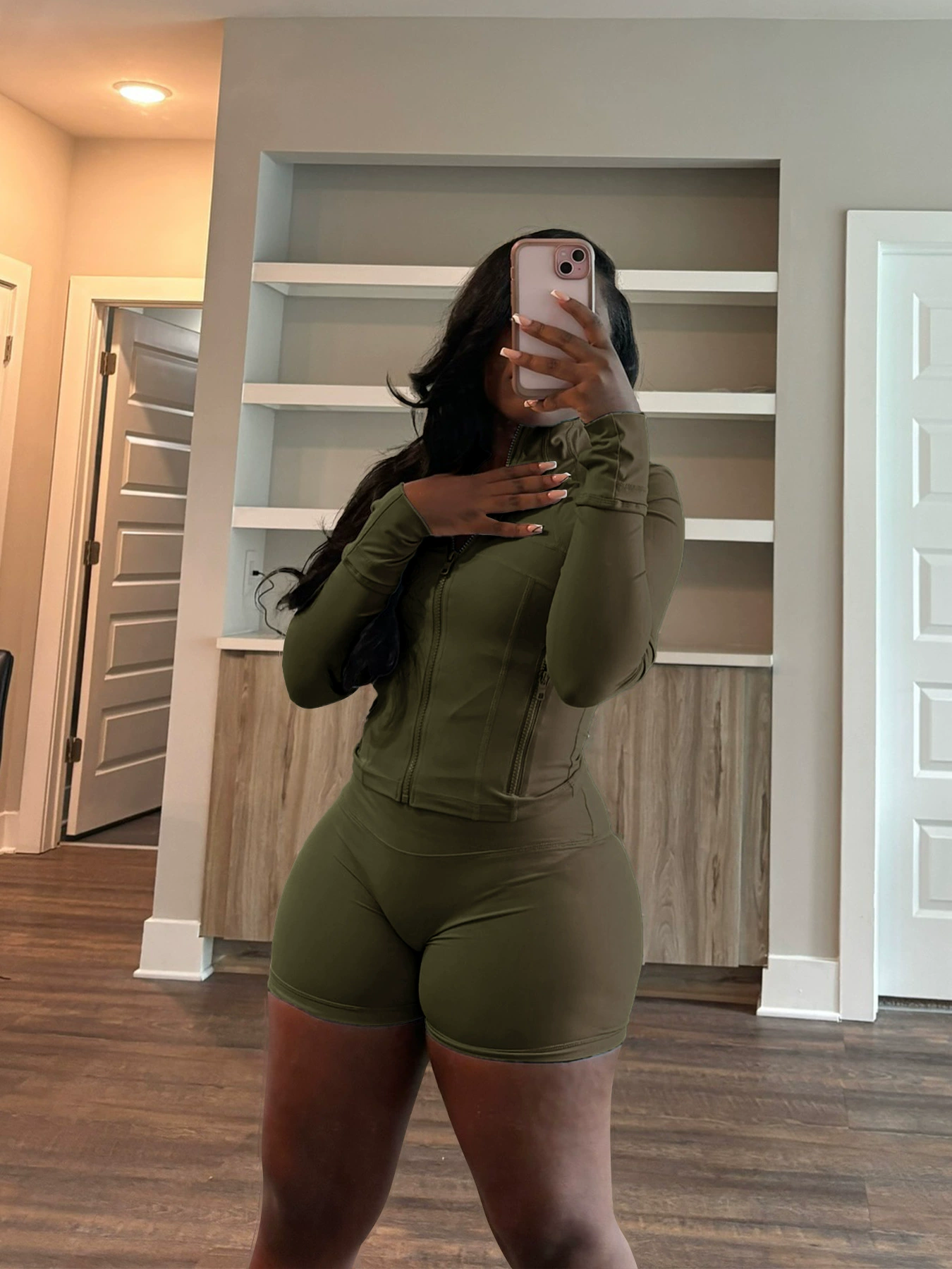 Casual Sexy Tight Long-Sleeve Shorts Two-Piece Suit