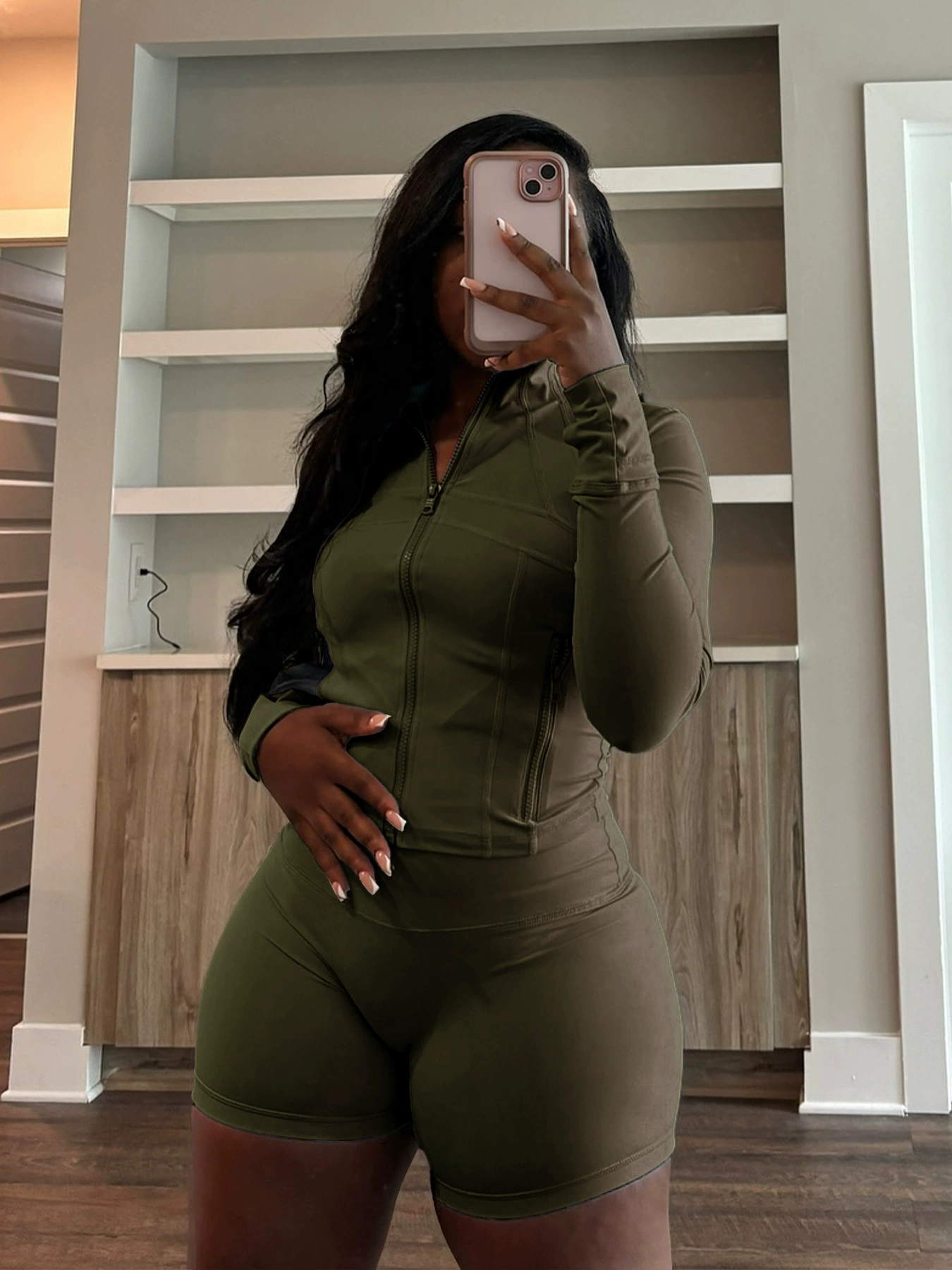 Casual Sexy Tight Long-Sleeve Shorts Two-Piece Suit