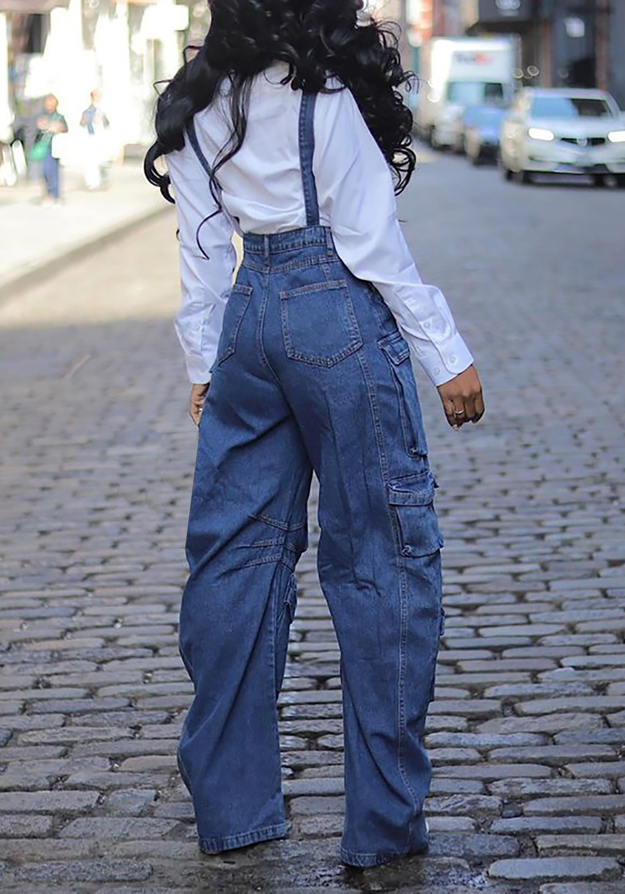 Loose Fit Multi-Balloon Pocket Bib Jumpsuit