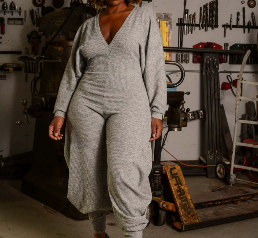 Ribbed Cuffs Tricolor Elastic Jumpsuit