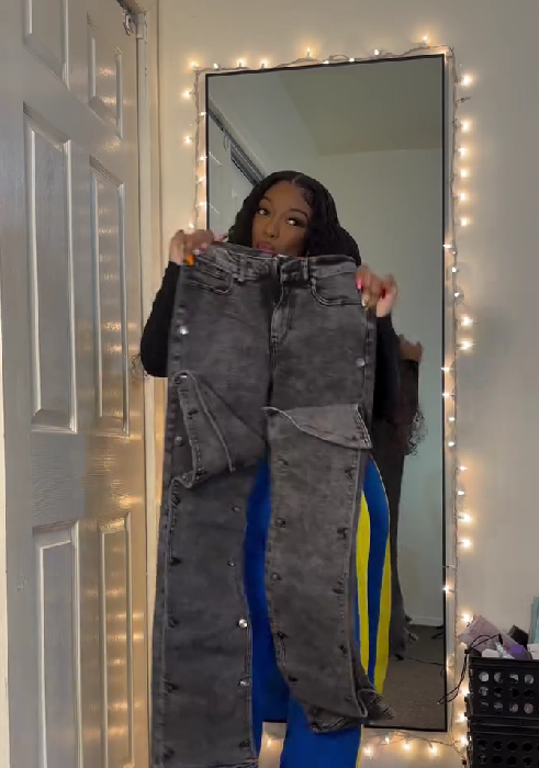 Hazel Snap Button Baggy Jeans