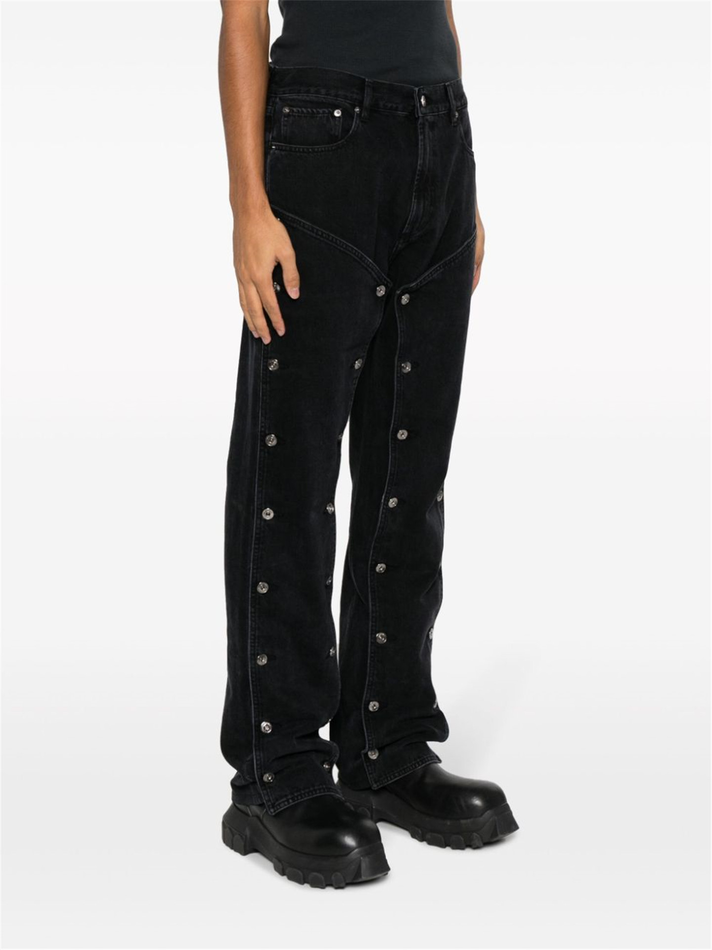 Hazel Snap Button Baggy Jeans