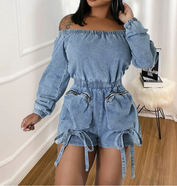 Short Chest Wrap Large Pocket Jumpsuit