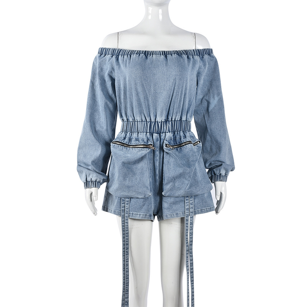 Short Chest Wrap Large Pocket Jumpsuit