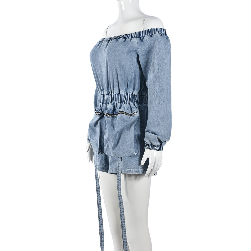 Short Chest Wrap Large Pocket Jumpsuit