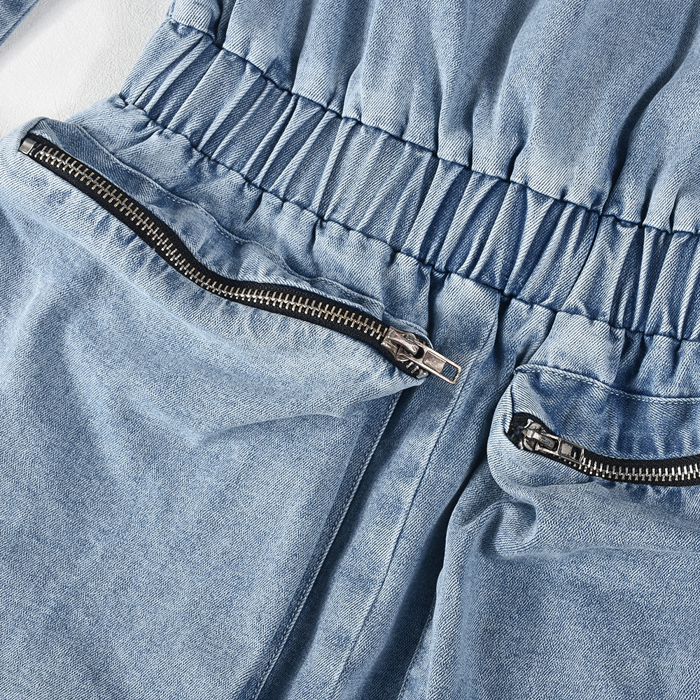 Short Chest Wrap Large Pocket Jumpsuit