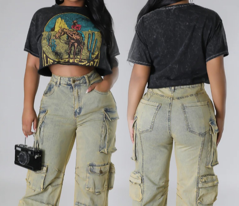 Washed Distressed Printed T-shirt