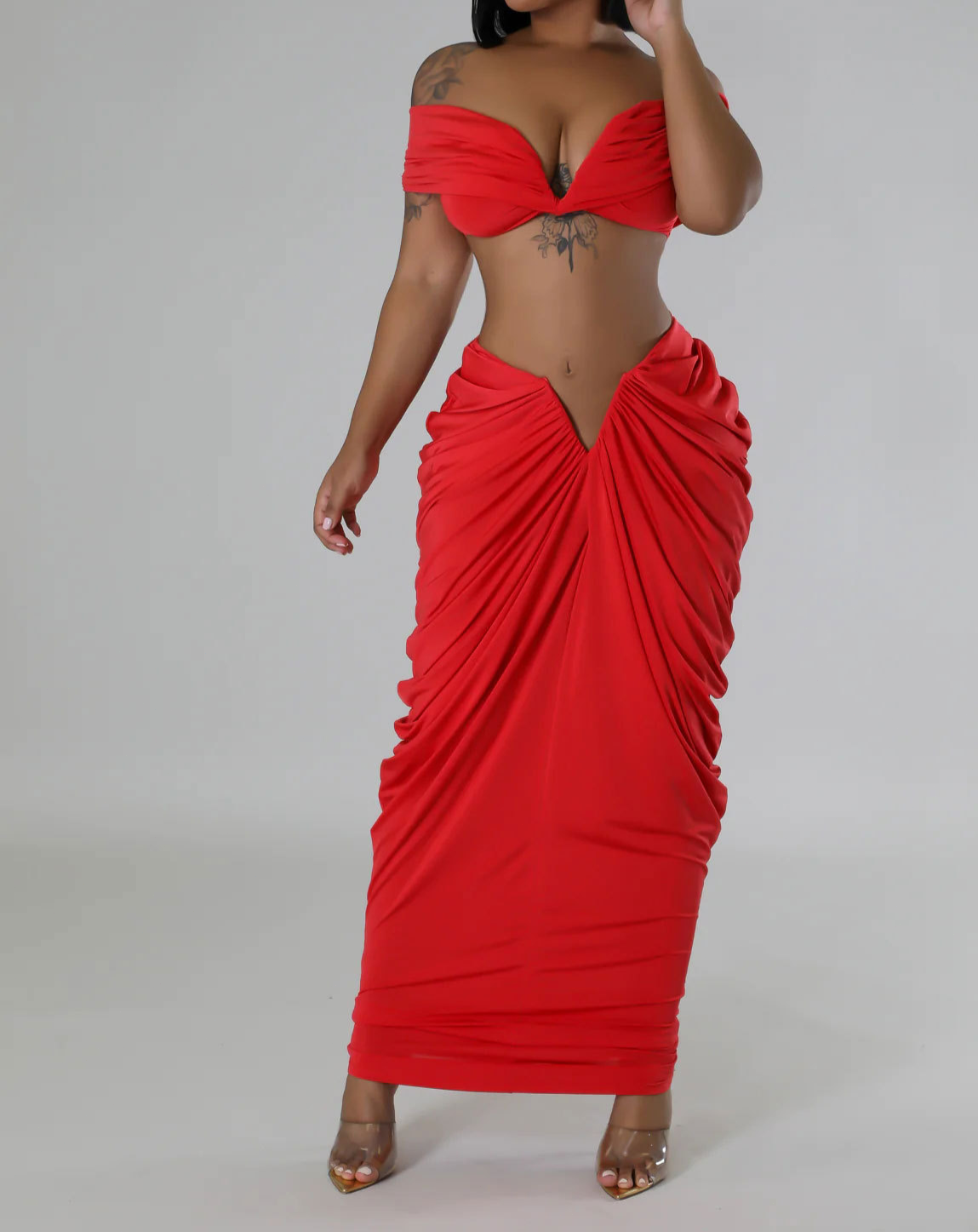 Sleeveless Tube Top & Pleated Skirt Two-Piece Set