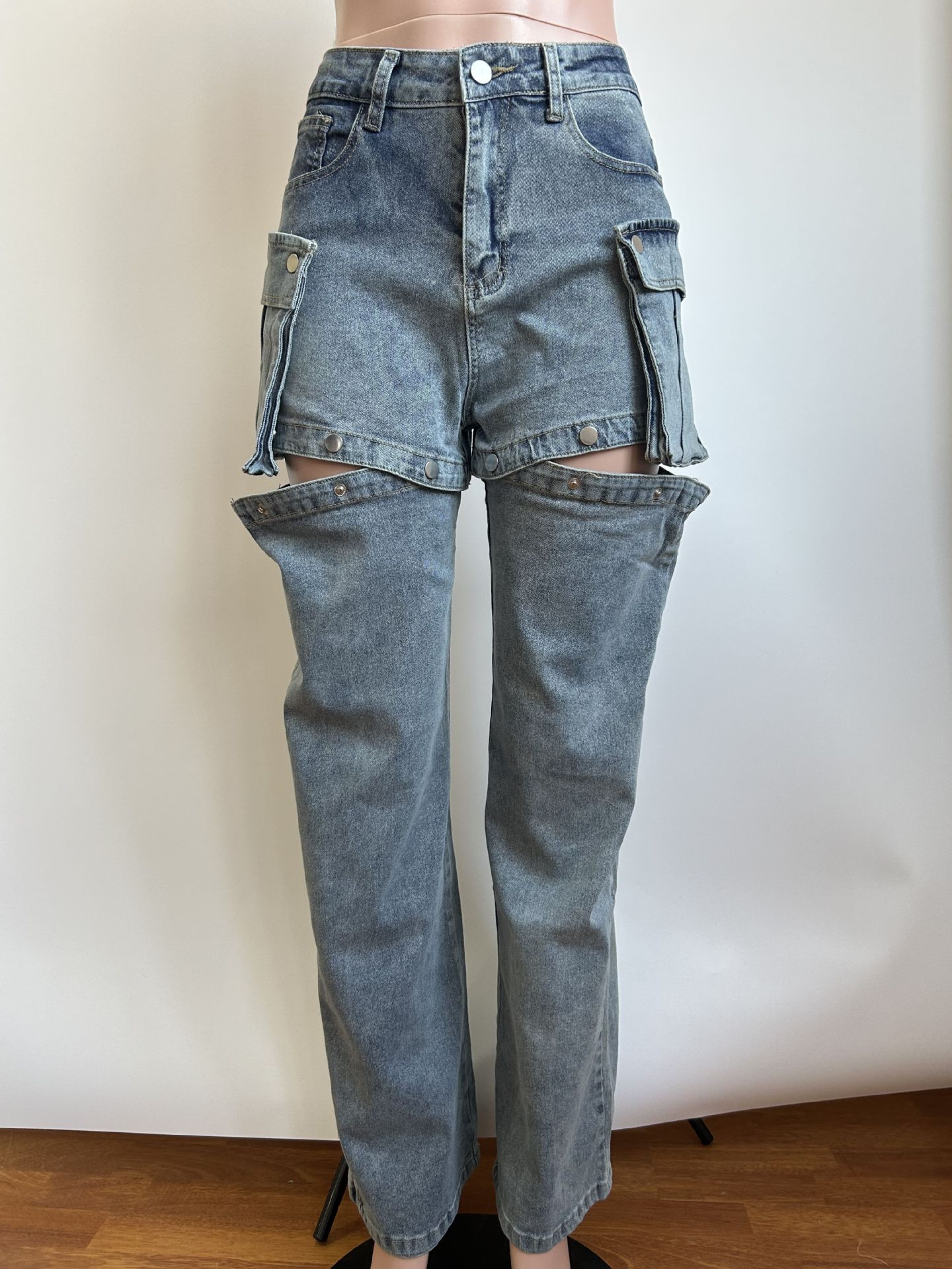 Y2K High-Waisted Detachable Cargo Jeans