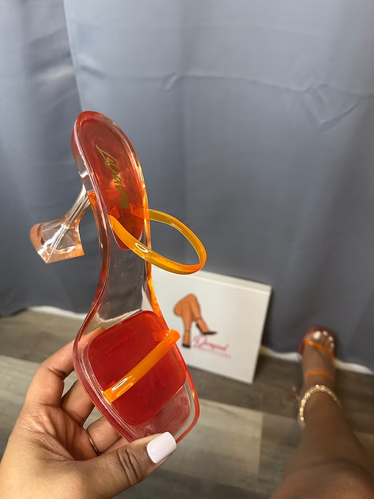 Mina Jelly Strapped Bell Bottom Heeled Sandal