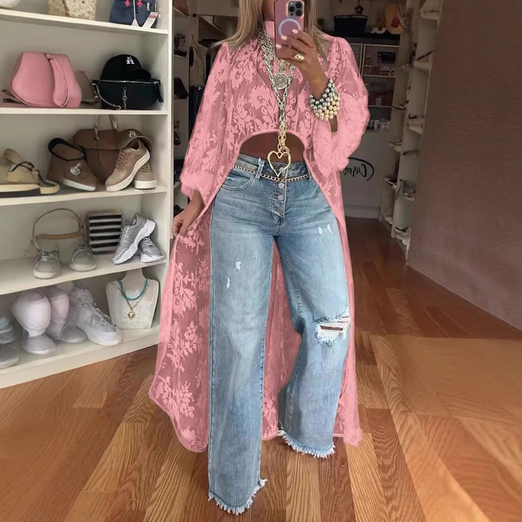 Lace Floral See-Through Top