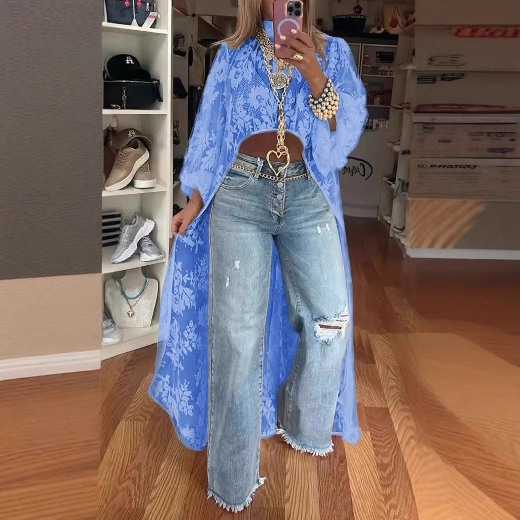 Lace Floral See-Through Top