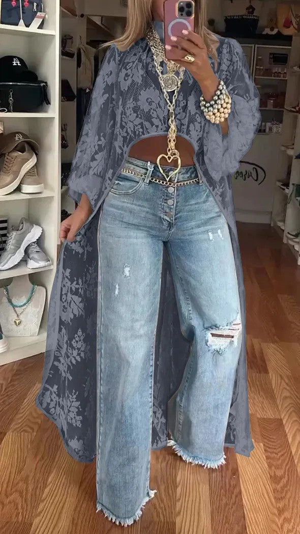 Lace Floral See-Through Top