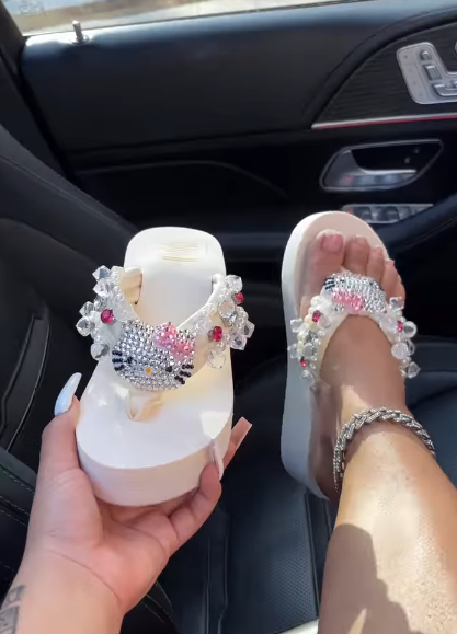 Bedazzled Kitty Flip Flops