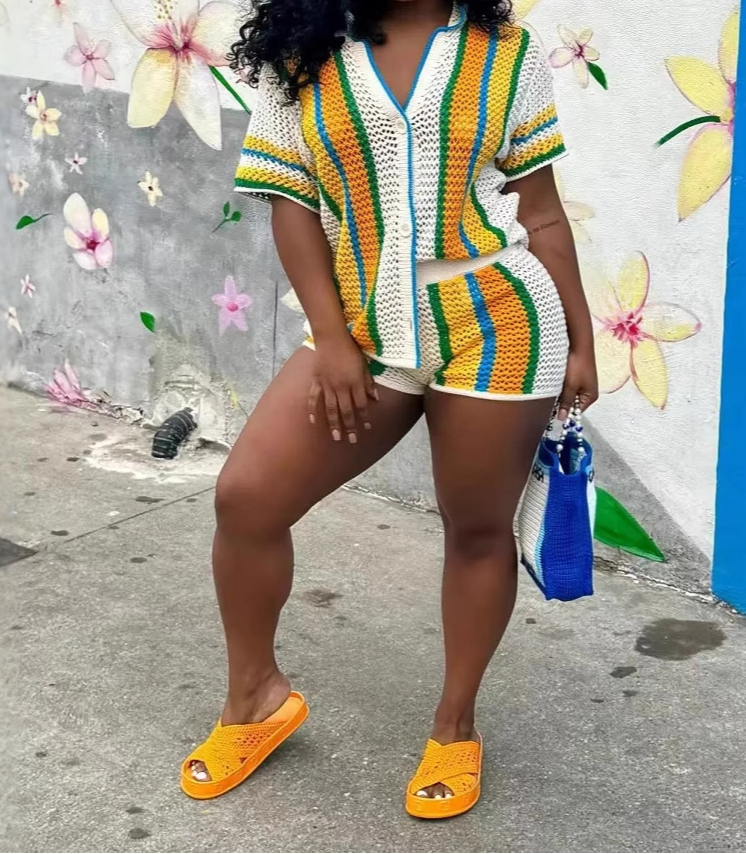 Summer 2 Piece Crochet Short Sets
