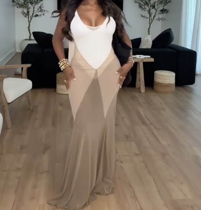 V-neck Sleeveless See-Through Cover-Up Dress