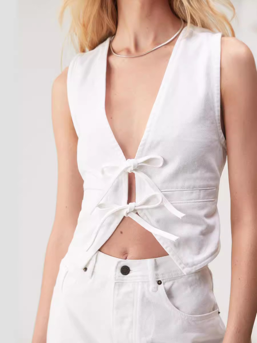 Denim Deep V Vest