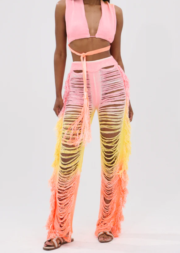 Time To Dance Cutout Fringe Pant & Top Set