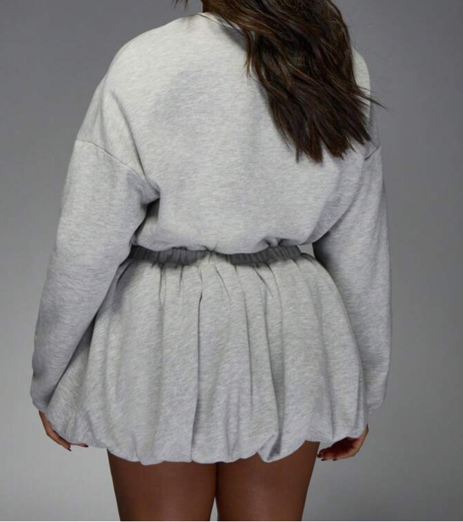 Bomber Sweatshirt & Bubble Mini Skirt Set