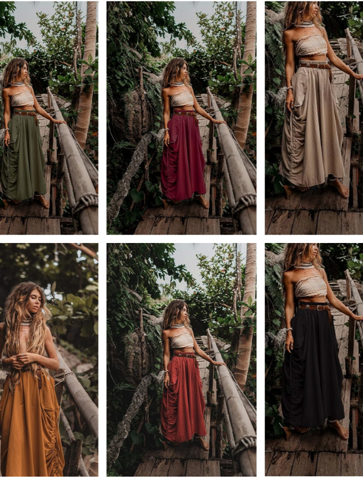 Drawstring Pocket Loose Skirt