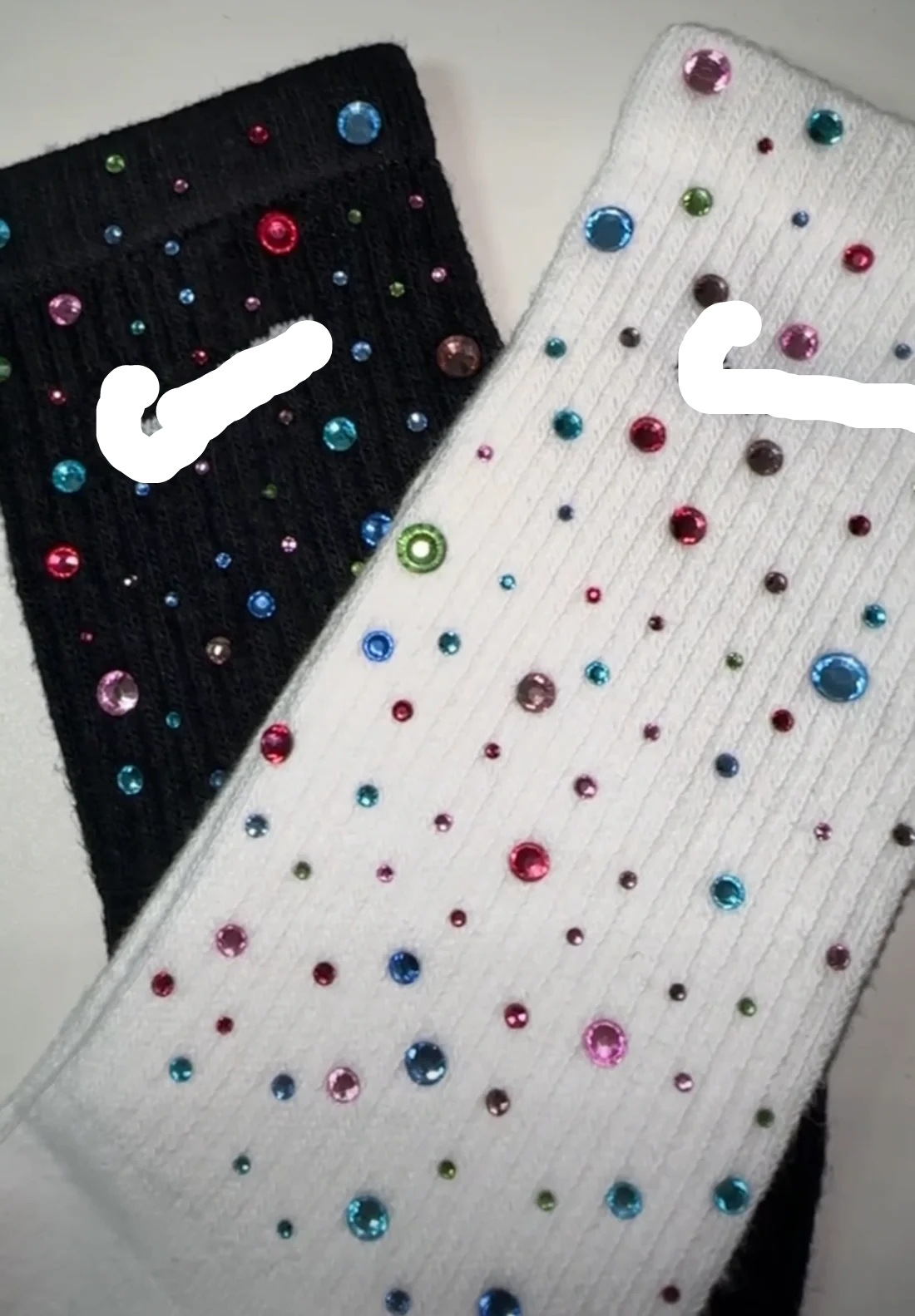 Multi-Color Rhinestone Sock