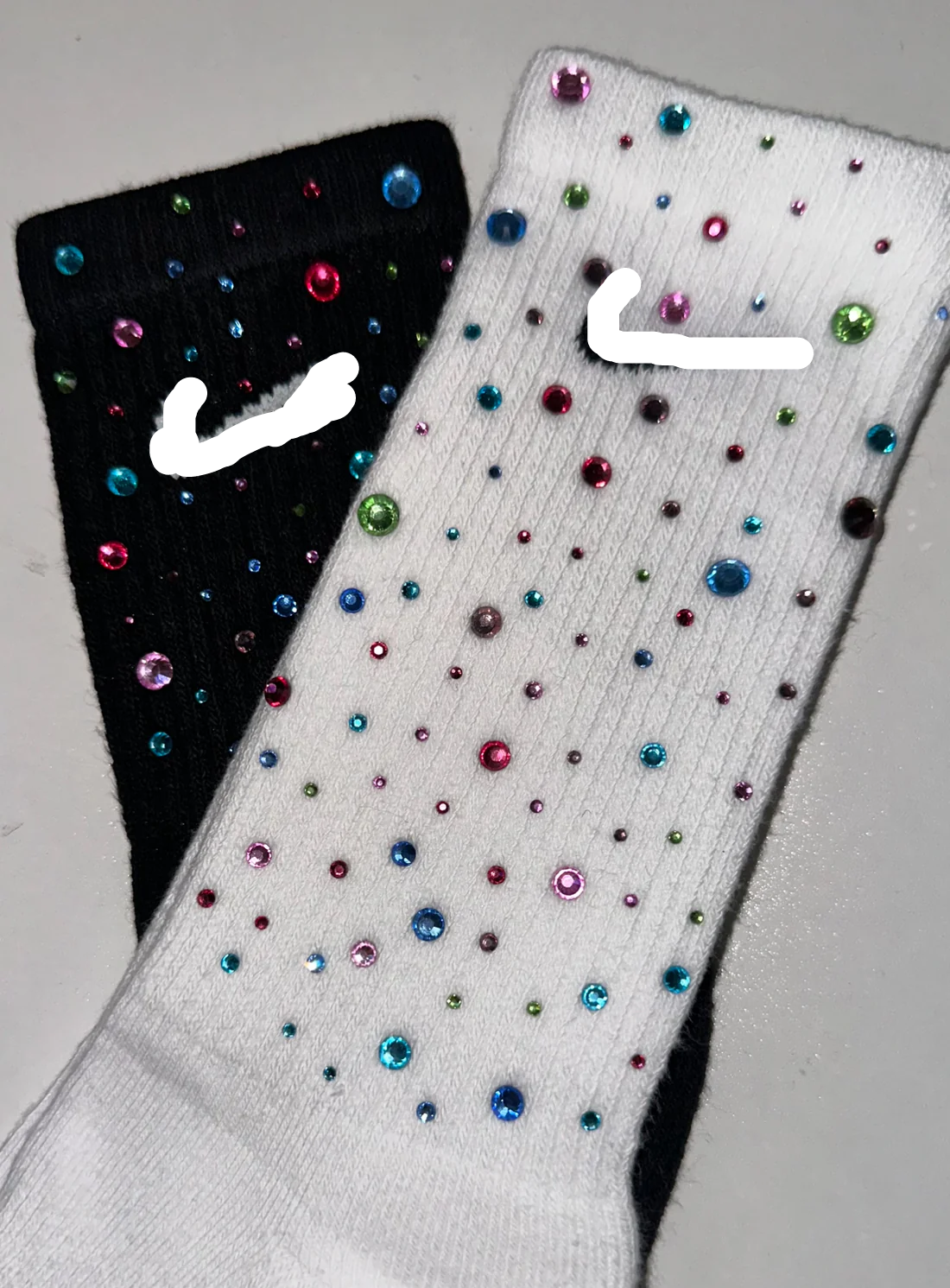Multi-Color Rhinestone Sock