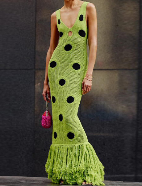 Polka Dot Knitted Suspender Dress