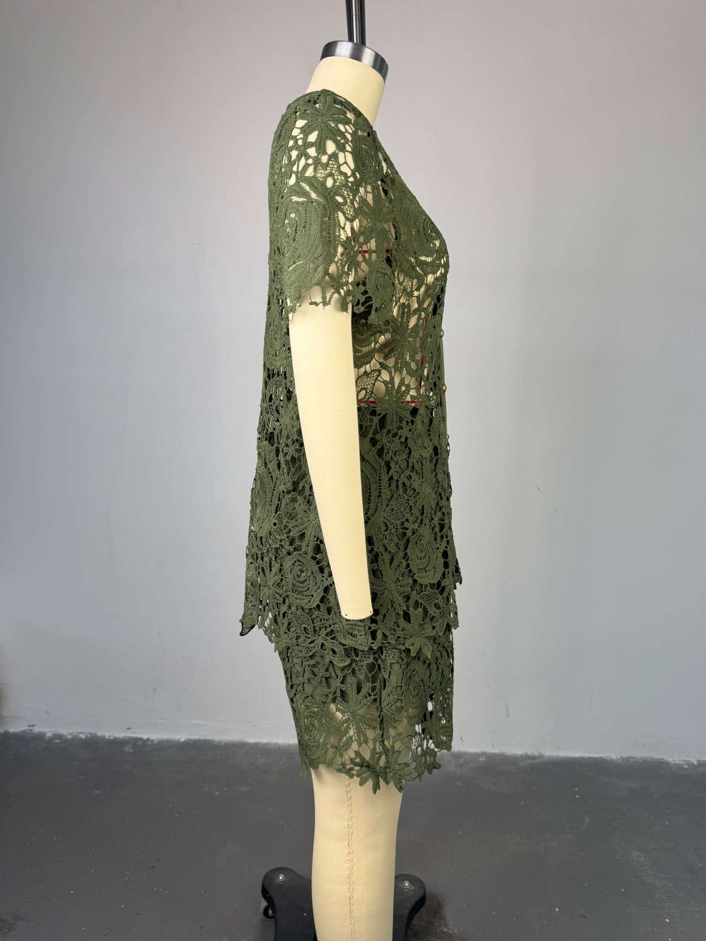 Lace Hollow Short-Sleeved Shorts Two-Piece Suit