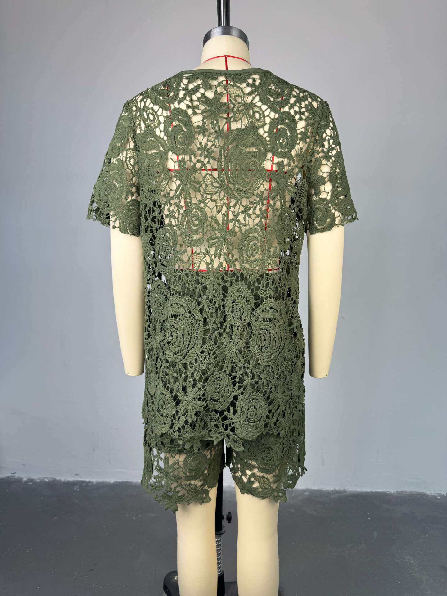 Lace Hollow Short-Sleeved Shorts Two-Piece Suit