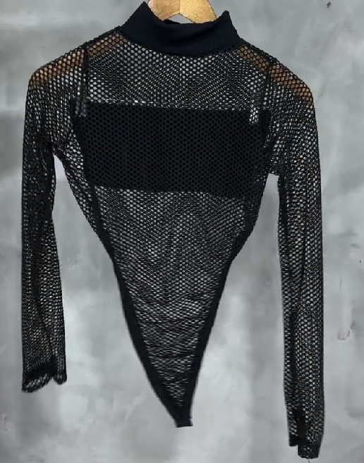 Sheer Fishnet Long Sleeve Bodysuit