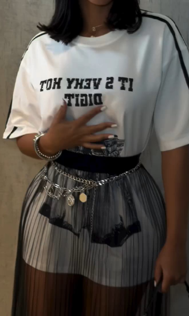 Short Sleeve See-Through Skirt Set