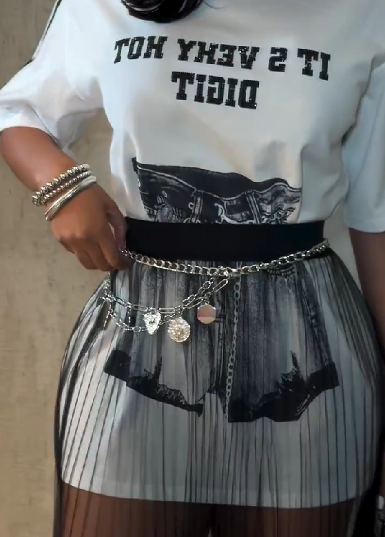 Short Sleeve See-Through Skirt Set