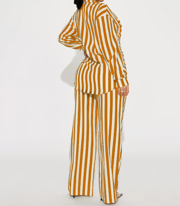 Striped Button-Down Shirt & Trousers Set