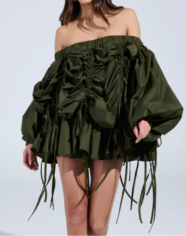 FREE AS CAN BE MINI DRESS IN OLIVE