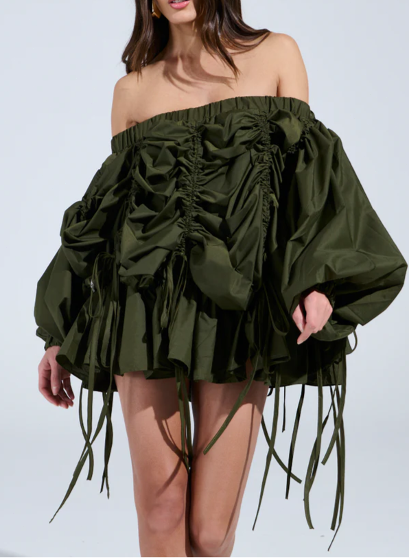 FREE AS CAN BE MINI DRESS IN OLIVE