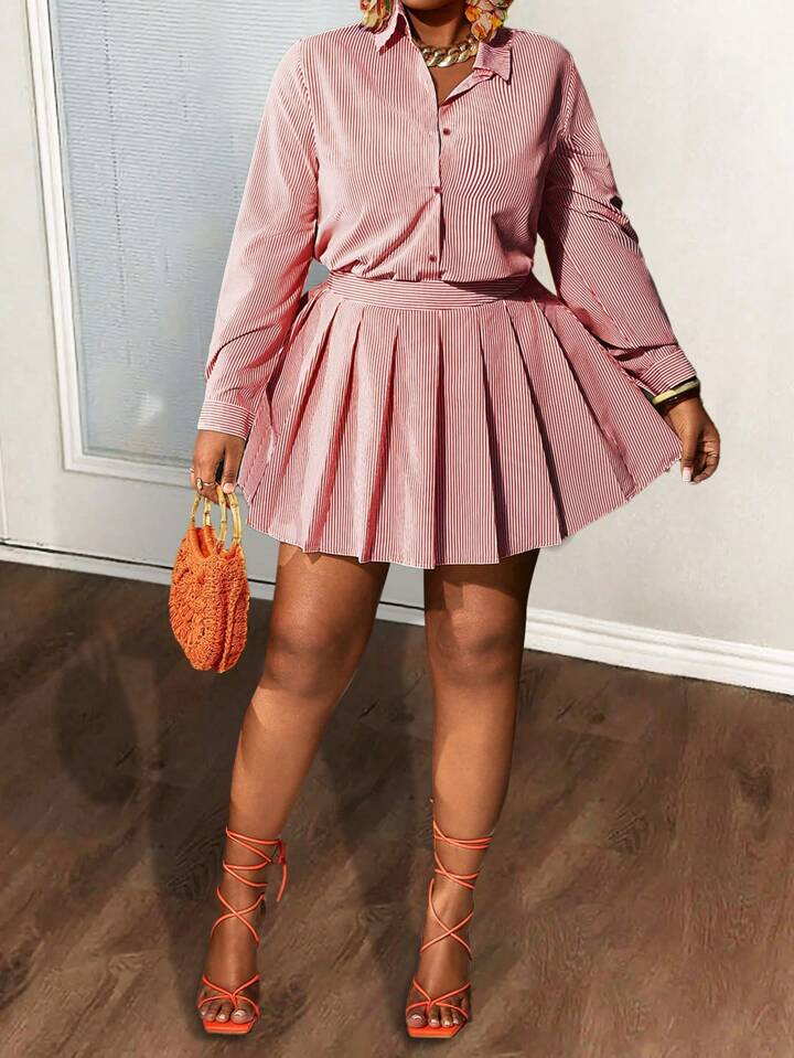 Women's Elegant Lightweight Striped 2 Pieces Set