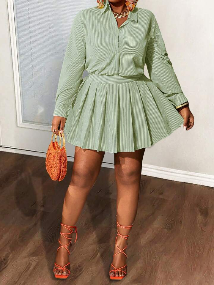 Women's Elegant Lightweight Striped 2 Pieces Set