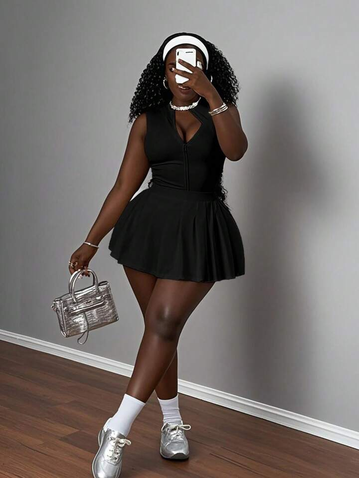 Small Stand Collar Sports Style Two-Piece Set